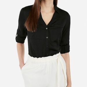 Satin black button down, worn 1-2 times